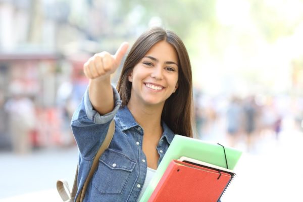 a student smiling