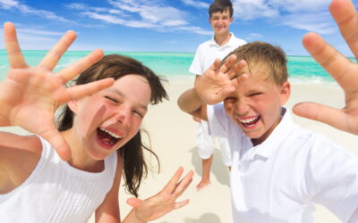 Happy children on beach