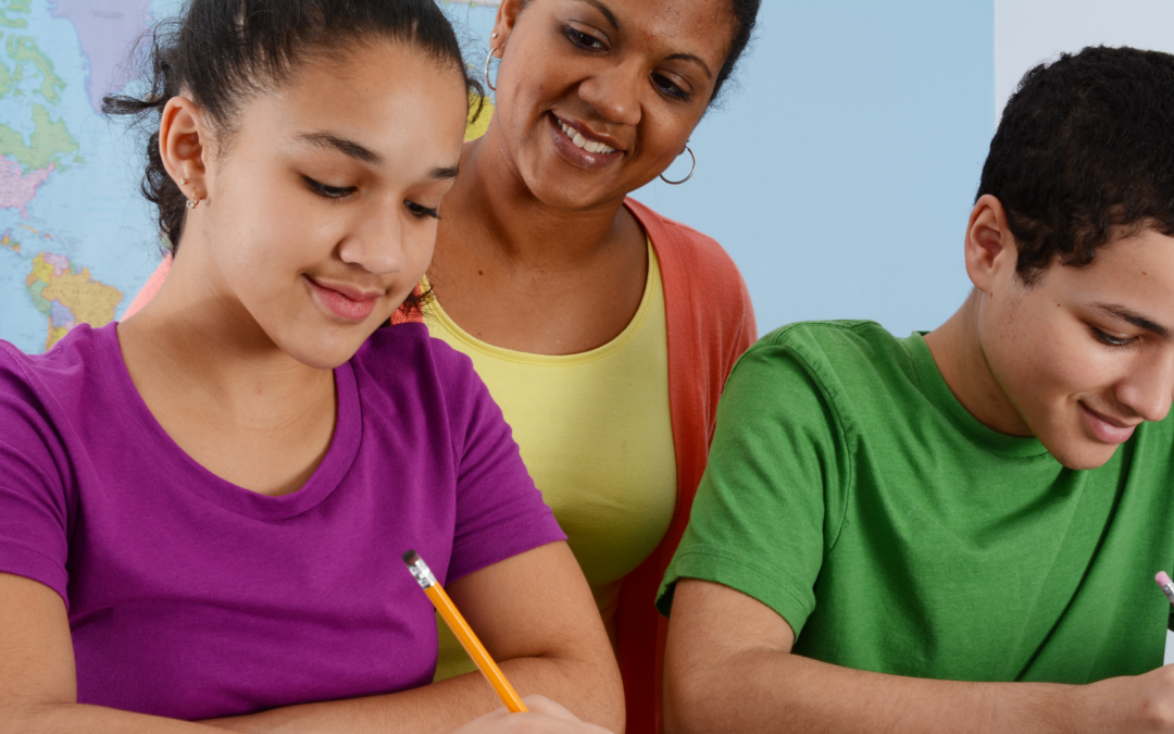 Hispanic homeschool mom and teens