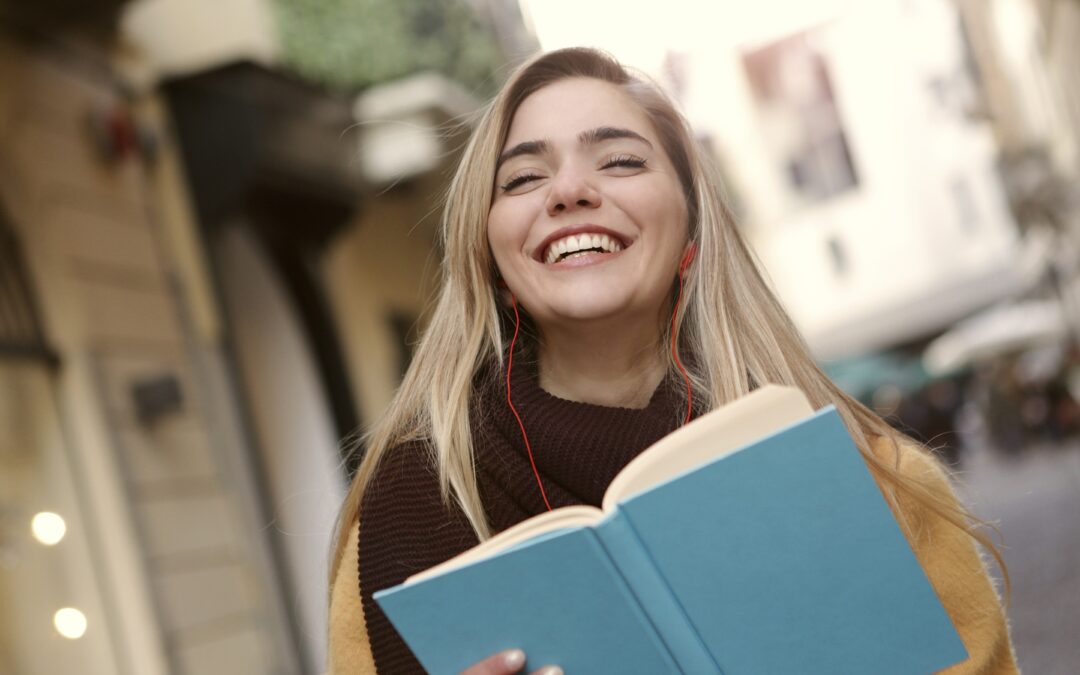 high school girl with book