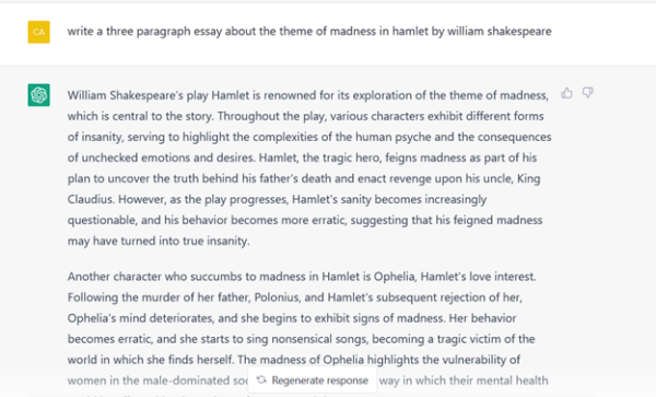 AI example of Hamlet essay