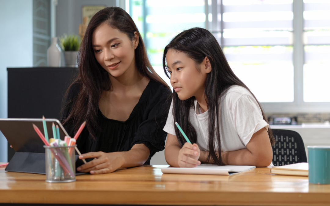 Catholic homeschool mom and daughter