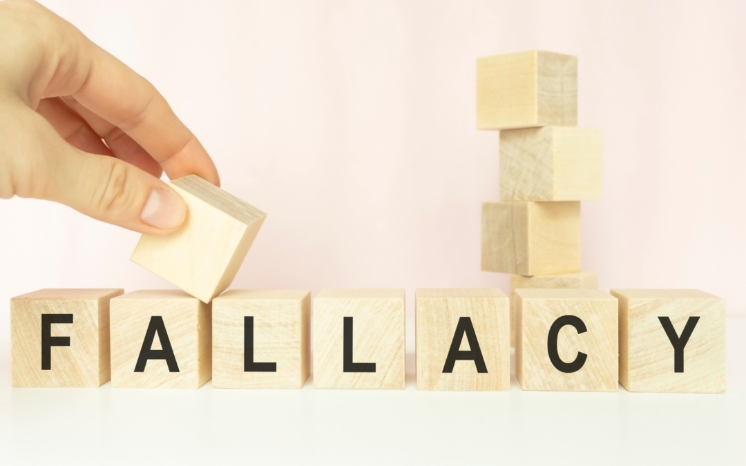 Building blocks that spell FALLACY