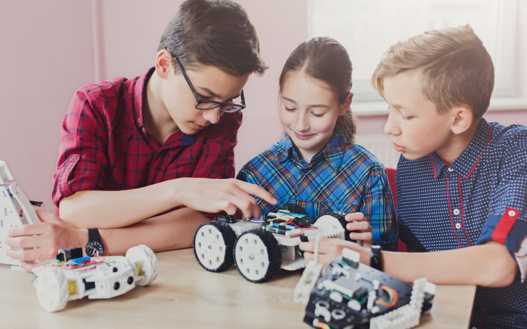 homeschool students working on a STEM project