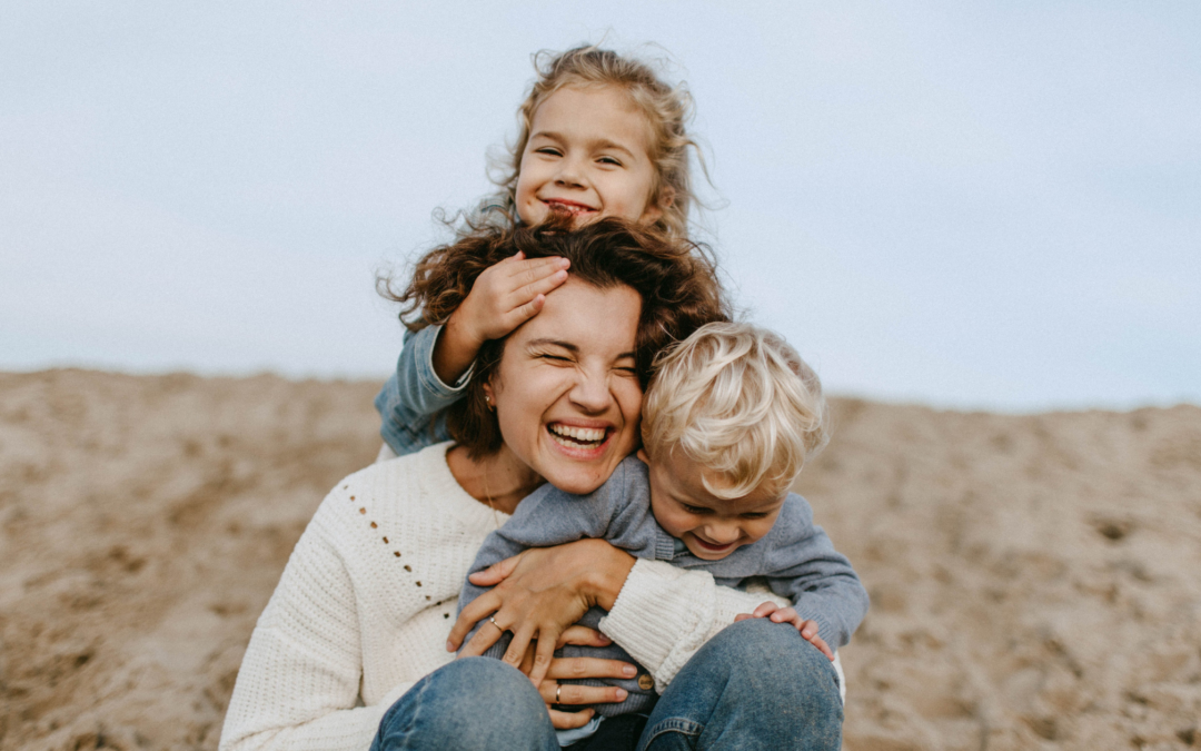 catholic homeschool mom with happy children