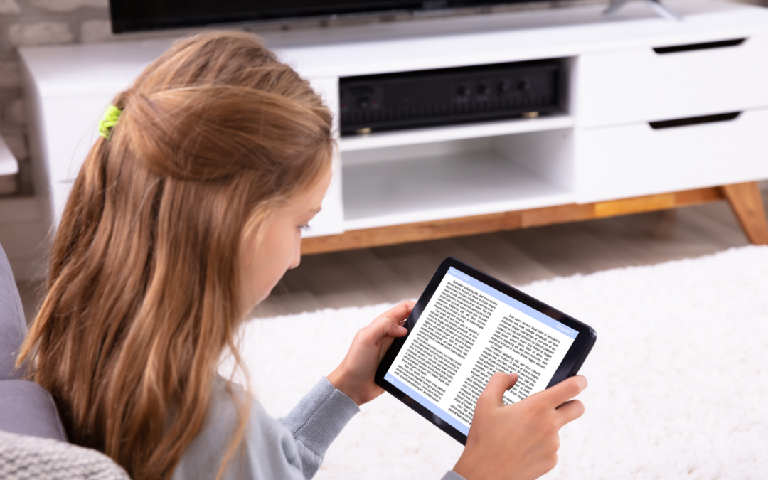 Catholic homeschool teen with e-reader