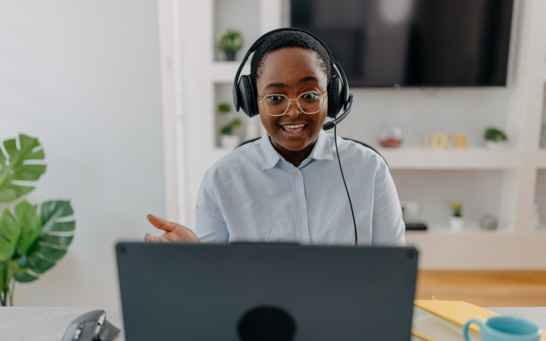 Black Catholic homeschool teen on laptop