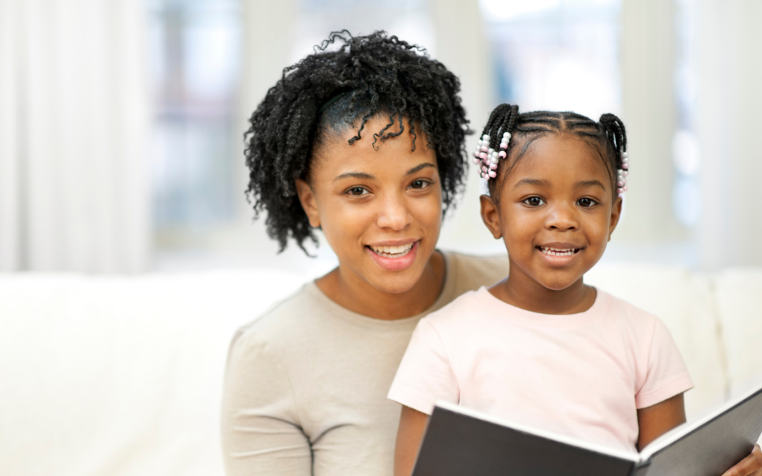 catholic homeschool mom reading to her child