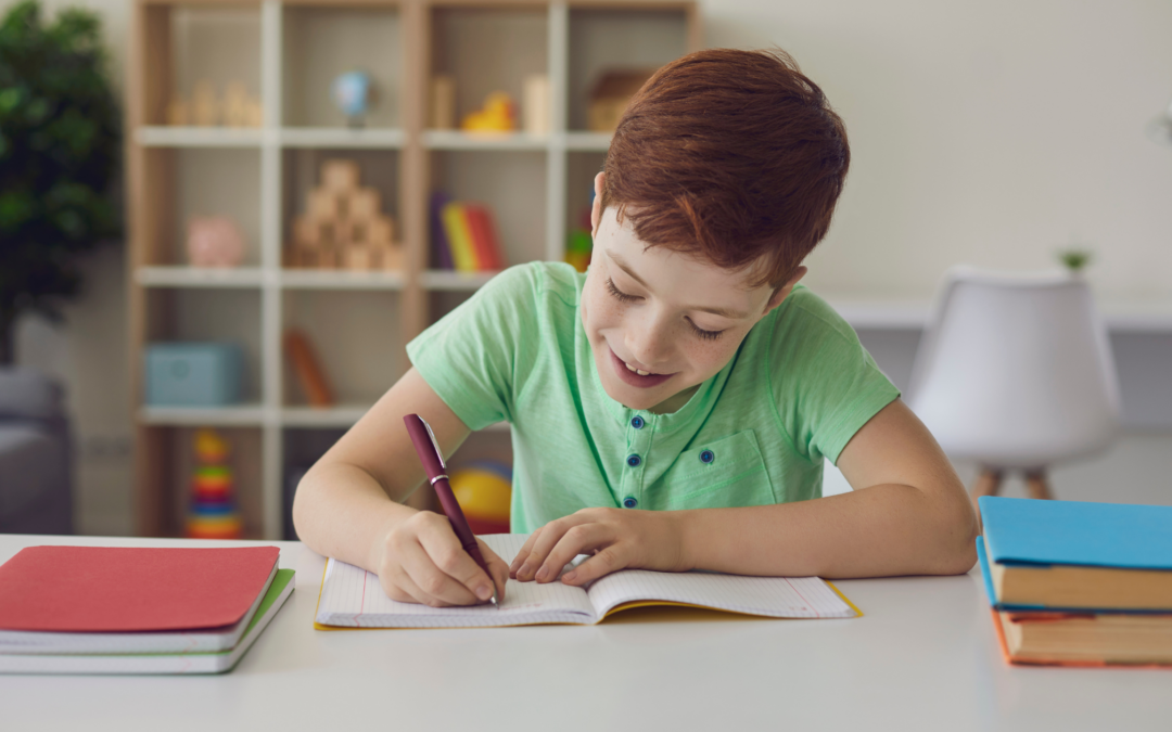 homeschool boy doing math