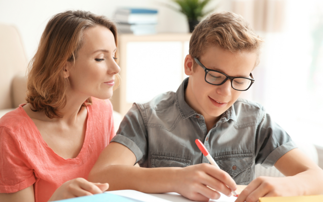Catholic homeschool mom and son