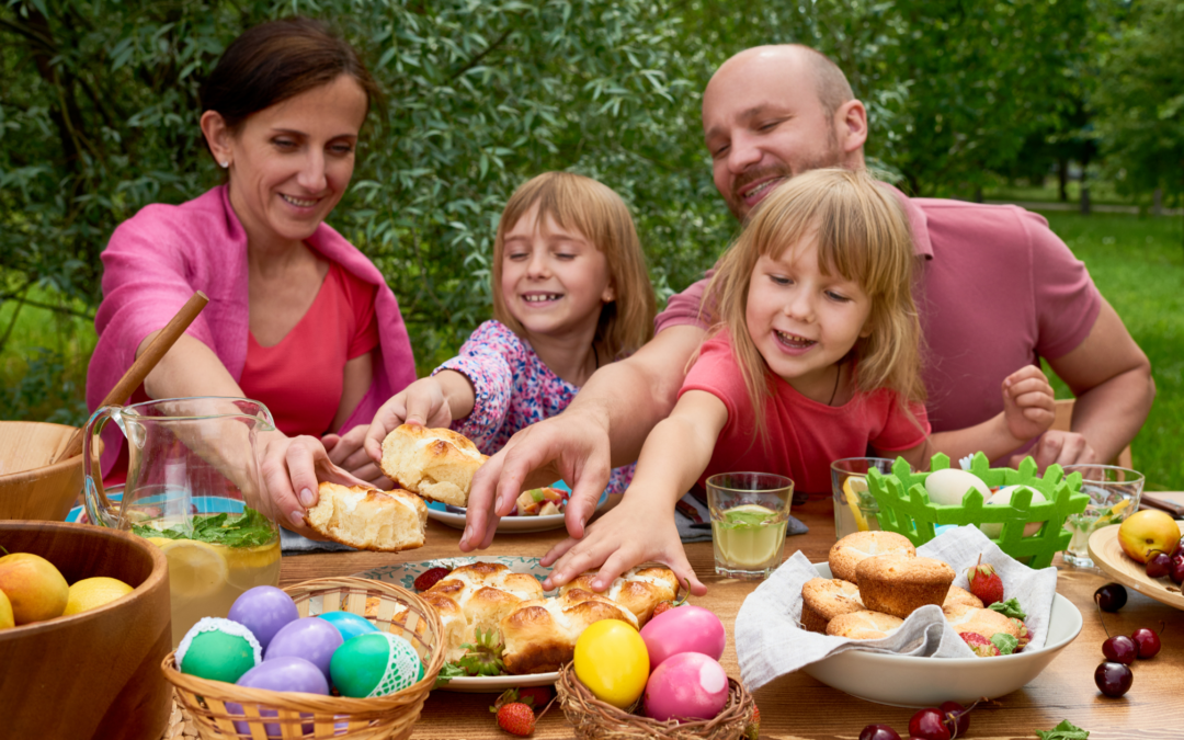 family celebrating easter