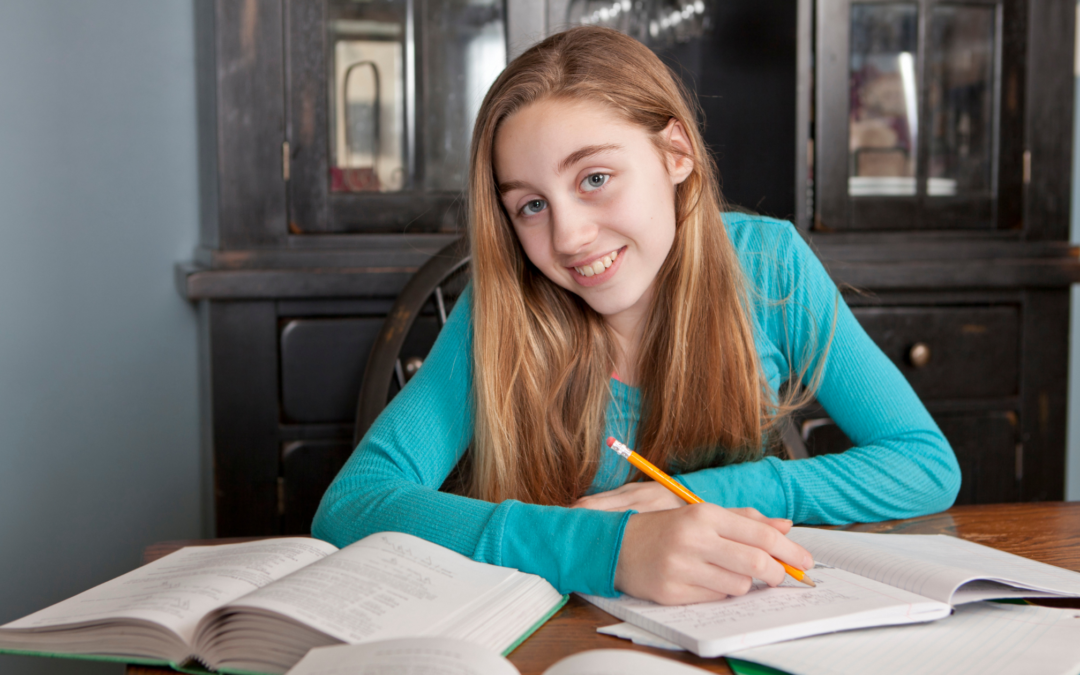 catholic homeschool teen doing homework