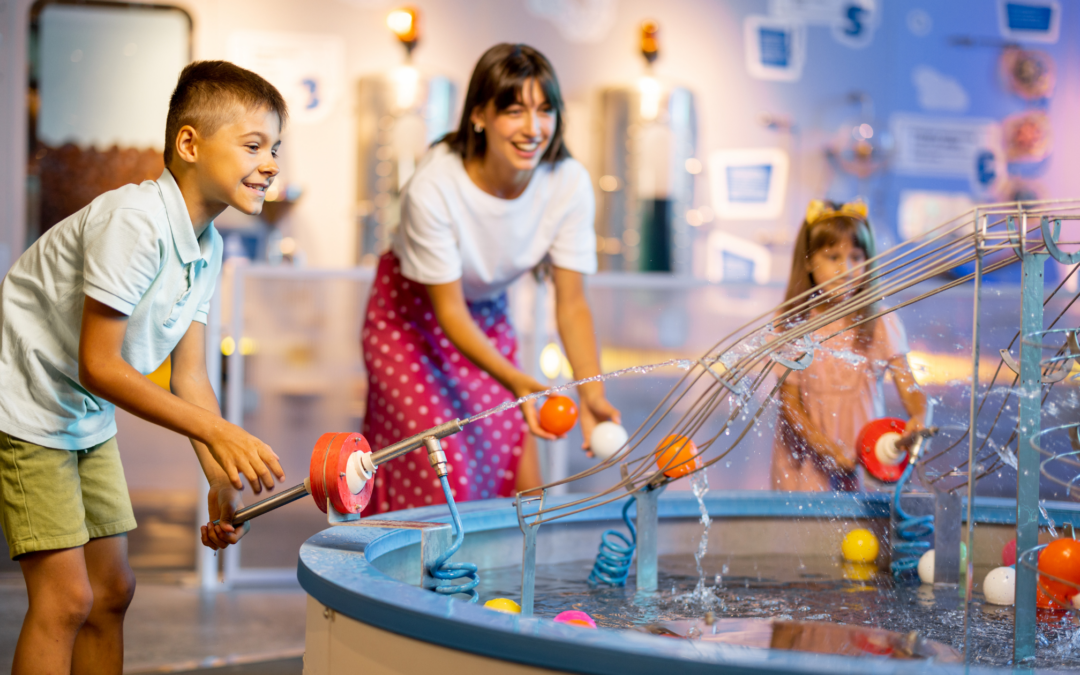 catholic homeschool mom and kids at hands-on museum