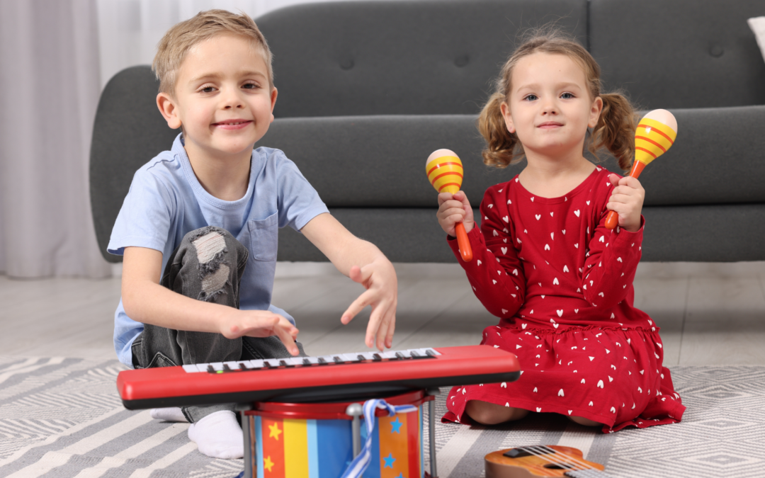 catholic homeschool children playing with instruments