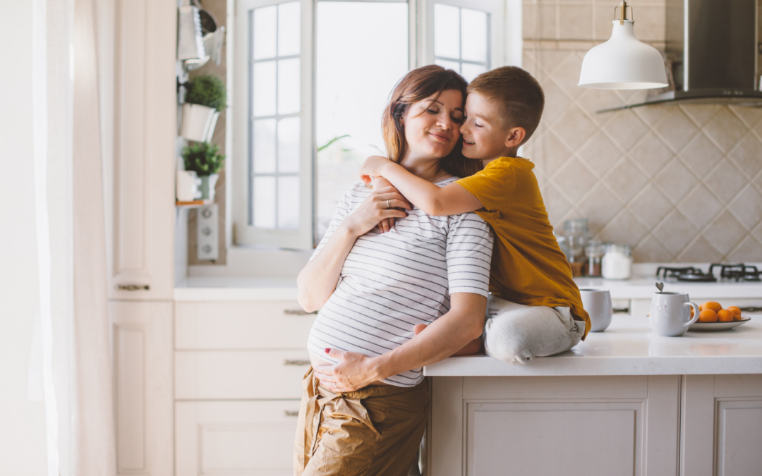 pregnant Catholic homeschool mom with son